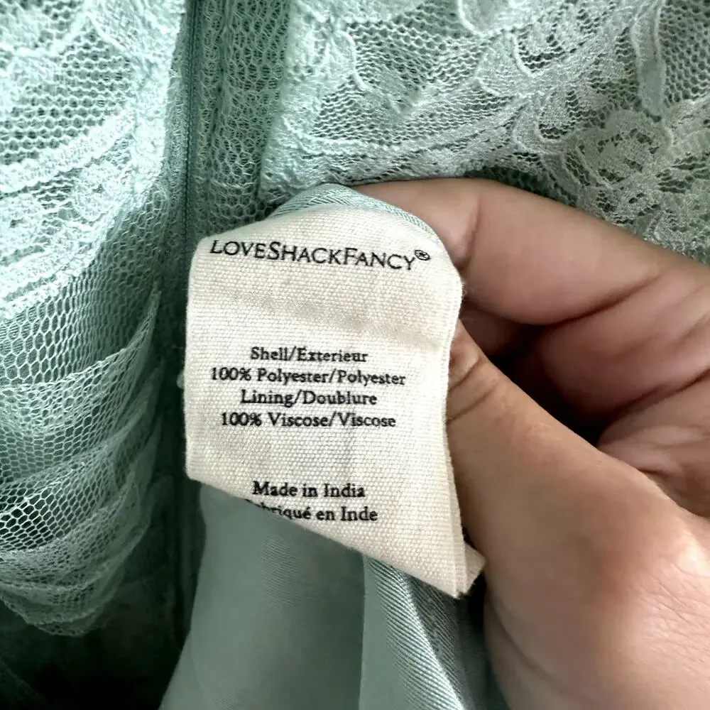 LoveShackFancy Sharelle Tulle Maxi Dress Gown Mint Green - Picture 8 of 9